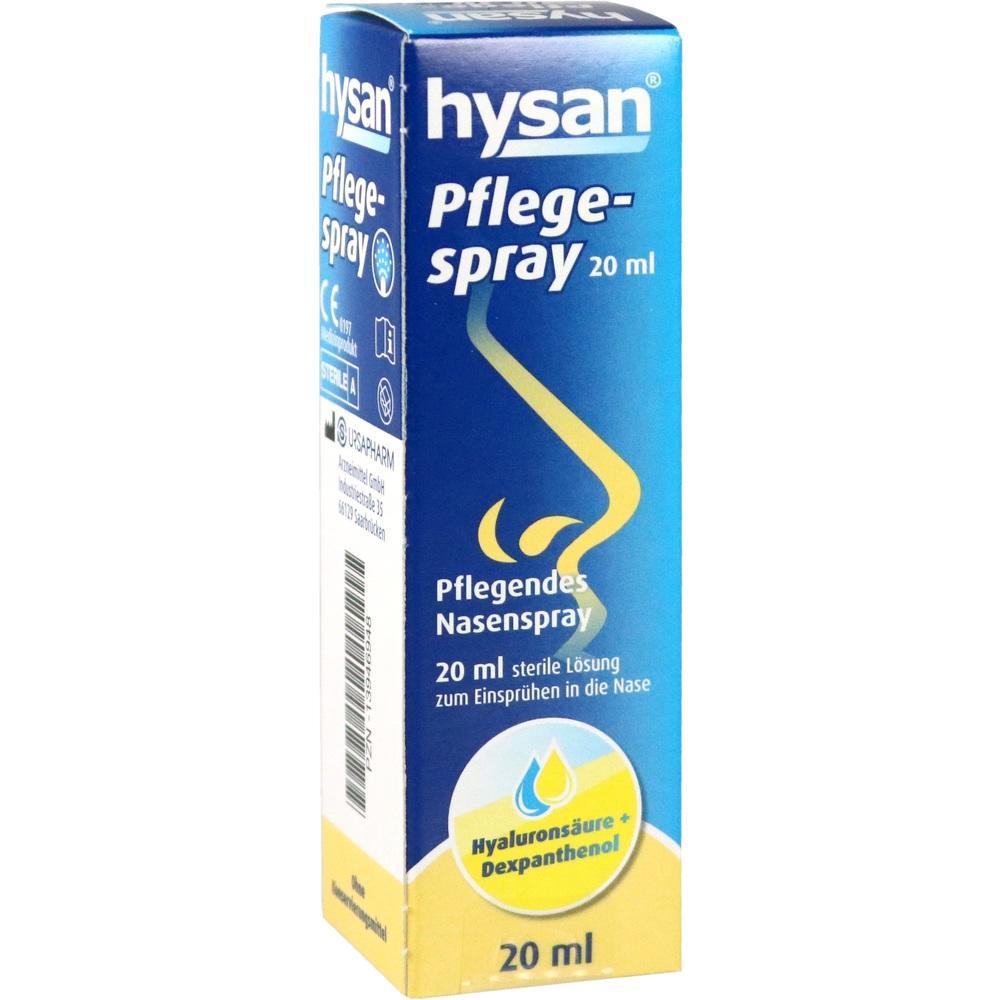 Blaue Verpackung eines pflegenden Nasensprays, 20 ml mit Hyaluronsäure und Dexpanthenol.